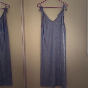 Velvet V Neck Midi Dress